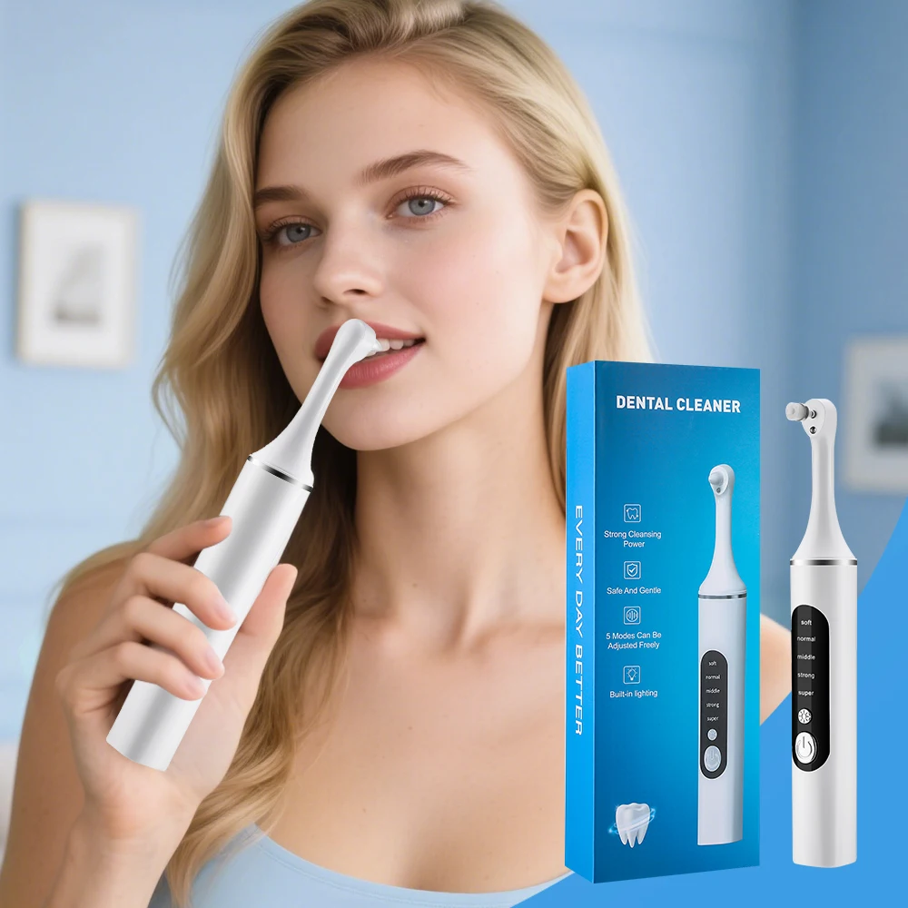 Teeth Whitening Led Kit - 電動歯磨き器歯のホワイトニングクリーナー 6 ブラシヘッド LED ライト歯垢歯石除去剤歯垢歯のクリーニングセット