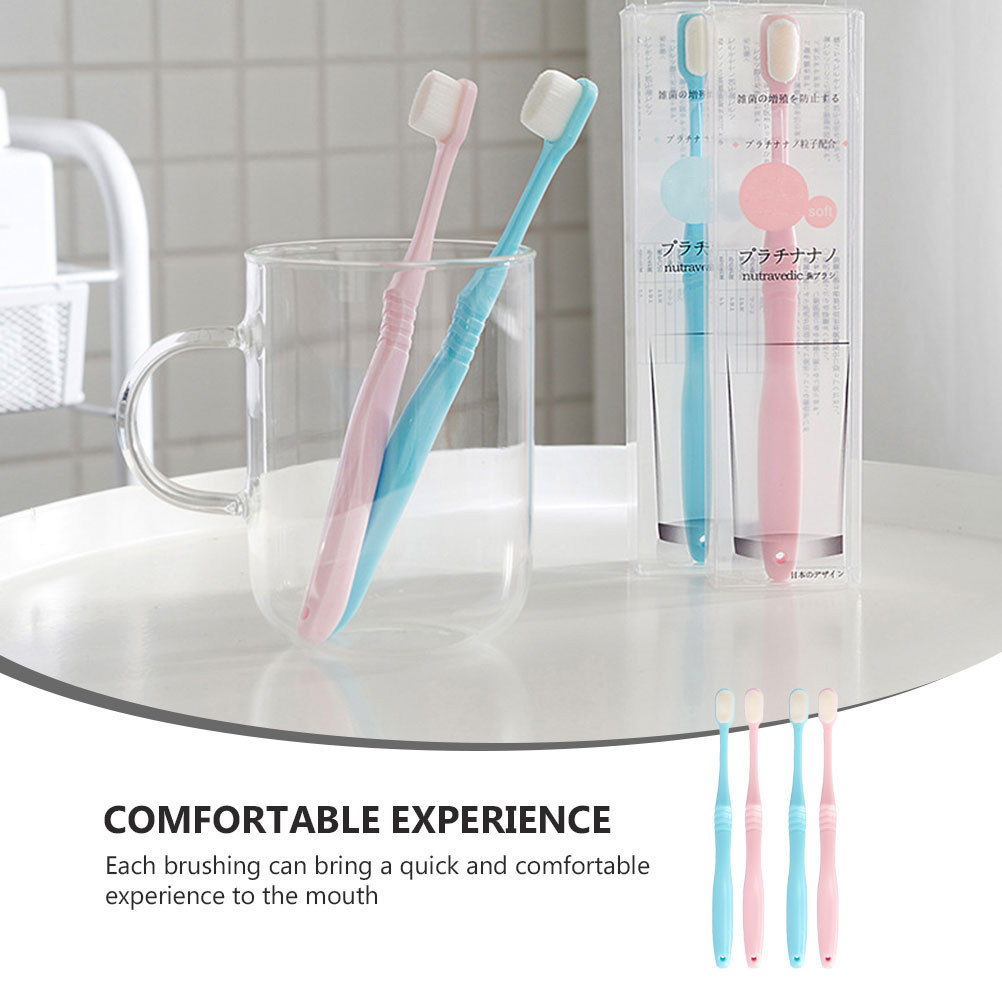 Teeth Whitening Japanese - 4本セット ソフトブラシ歯ブラシ 大人用 人間工学に基づいたデザイン 迅速で快適な歯の清掃 ホワイトニング効果