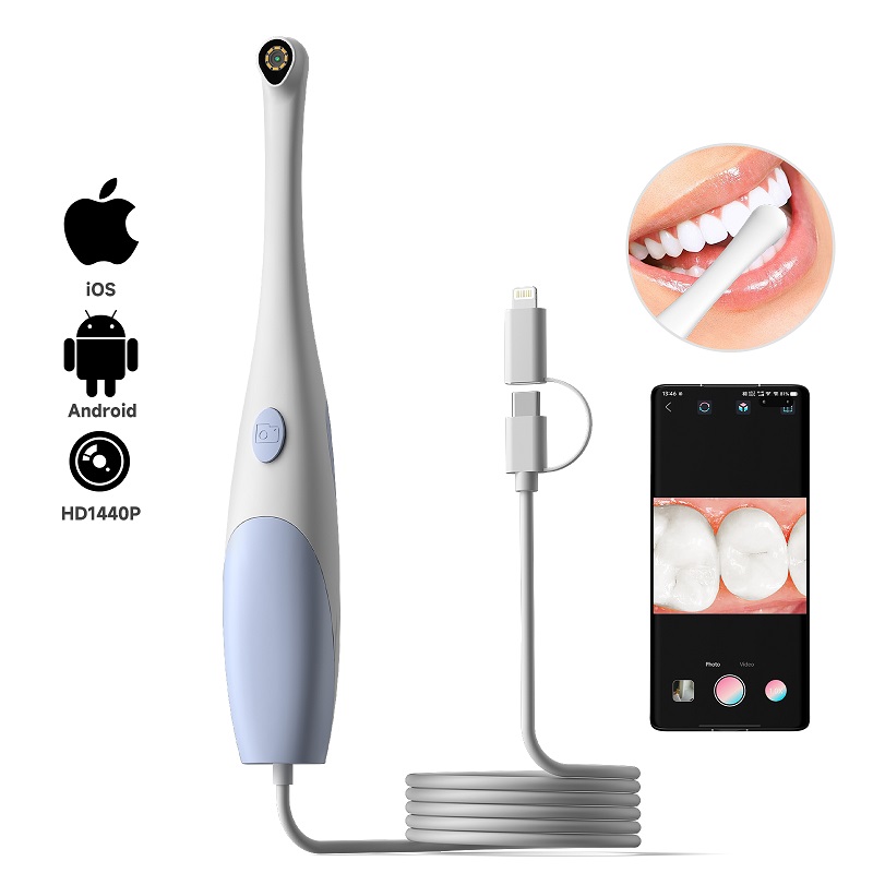 Teeth Whitening Video - 口腔内視鏡カメラ 1440P 写真&ビデオハンドヘルドビジュアルボアスコープ 8 LEDライト付き ホームケアシステム