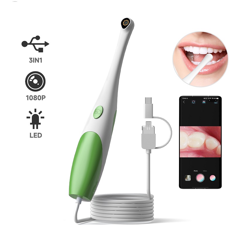 Teeth Whitening Video - TYPE-C ビジュアル口腔カメラ 3in1 USB ハンドヘルドビデオ歯科カメラ 8LED