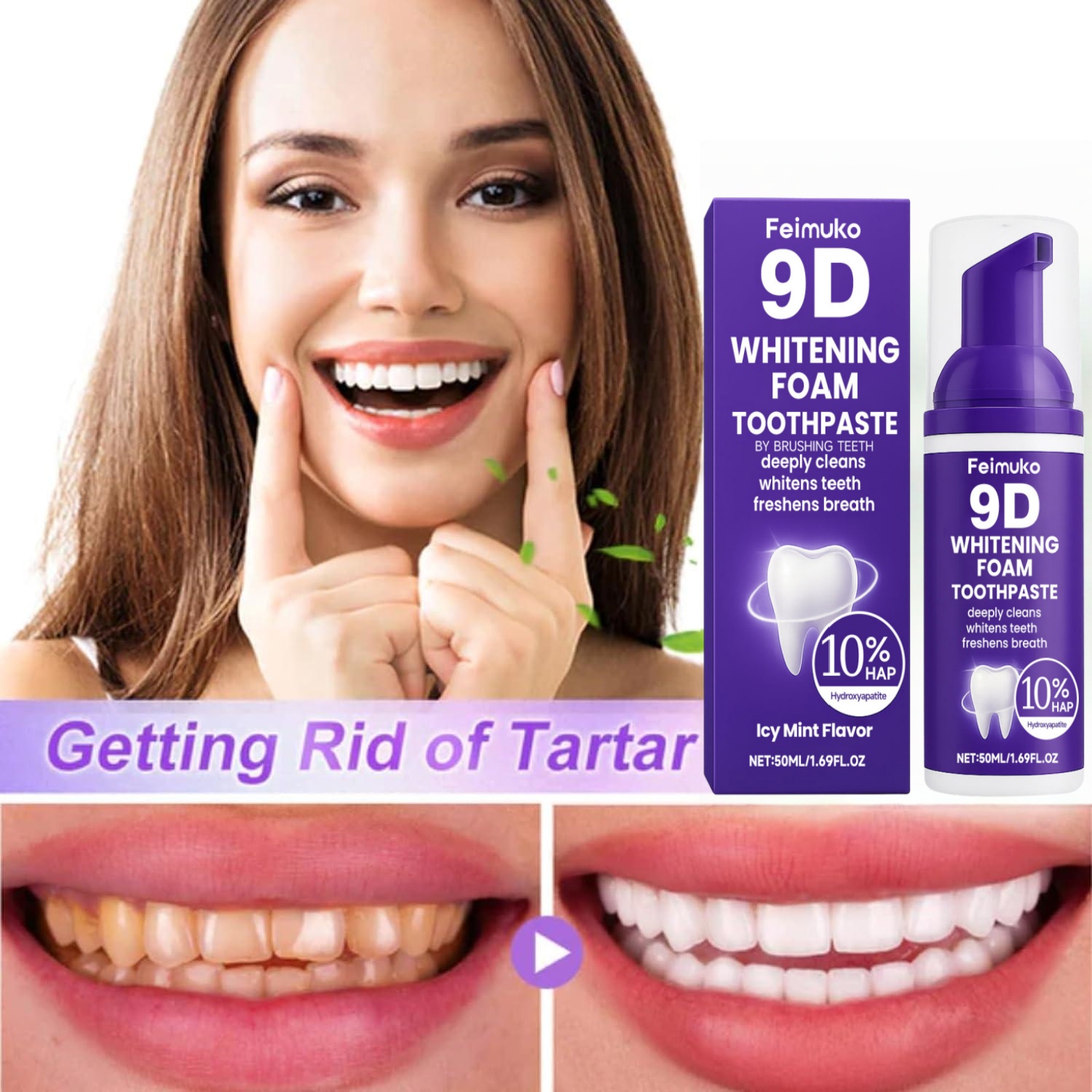 Teeth Whitening Mousse - ホワイトニング歯磨きムース 歯の深い汚れを除去 歯肉保護効果 口腔を効果的に清潔にする 口臭を除去する