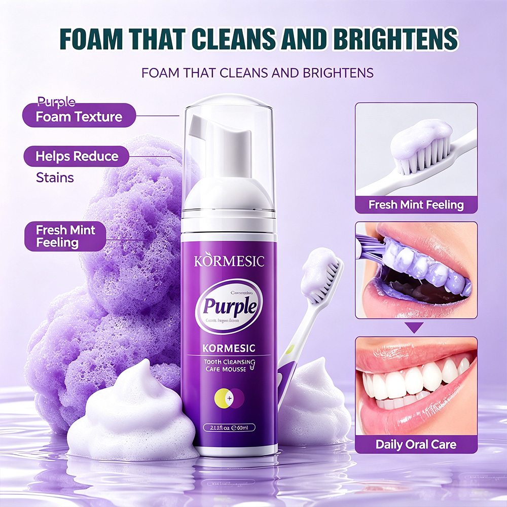 Teeth Whitening Mousse - パープルホワイトニング歯磨きムースフォームV34カラーコレクターコーヒー・紅茶の汚れを除去フレッシュブレス歯を白くする歯磨きフォーム