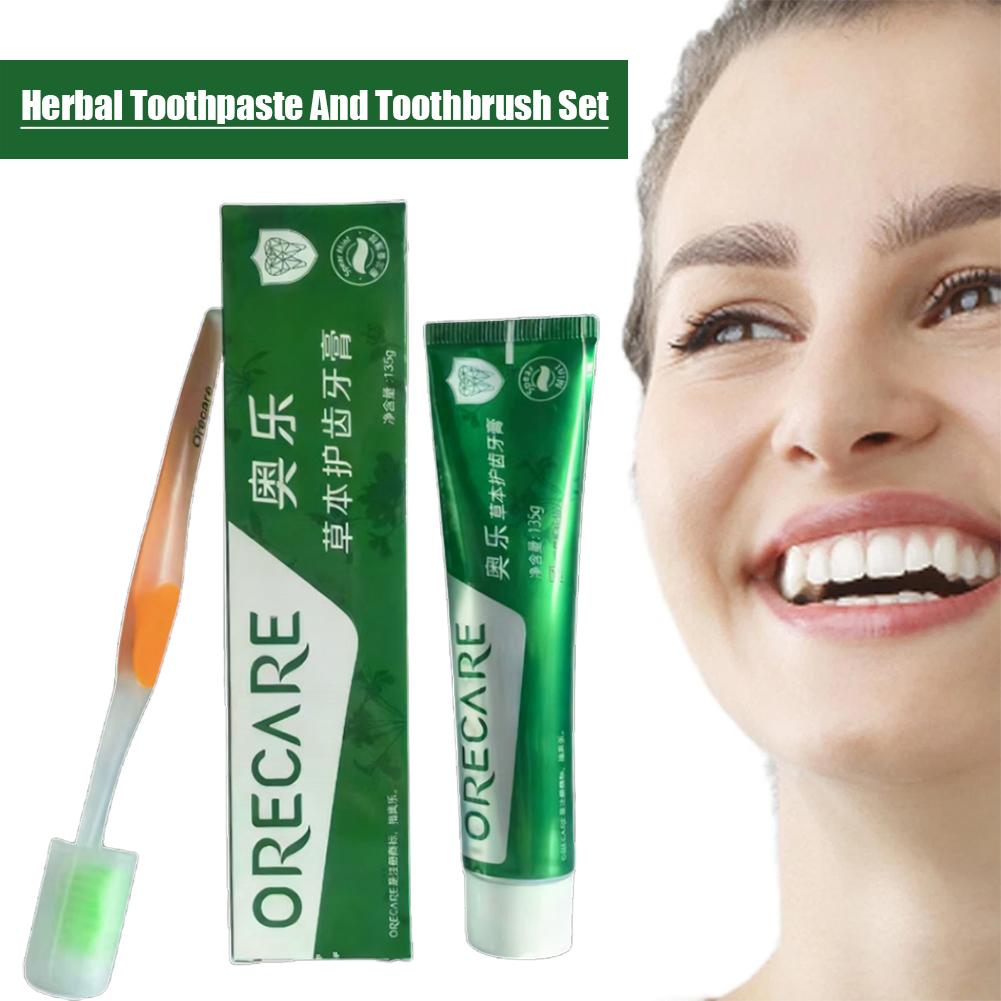 Teeth Whitening Mousse - ハーブ歯磨き粉 ルイボスミント風味 歯磨き粉 歯ブラシ付き 無料歯ブラシ付き 洗浄ホワイトニングムース