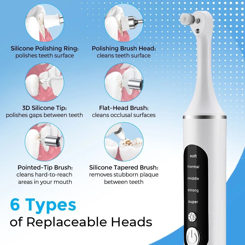 電動歯磨き器歯のホワイトニングクリーナー 6 ブラシヘッド  - Teeth Whitening Led Kit のレビューと価格
