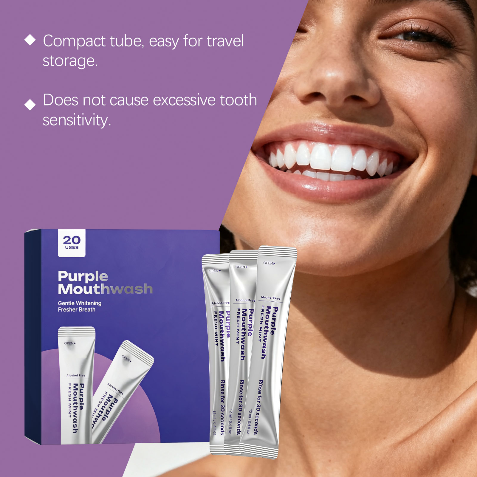 パープルマウスウォッシュストリップ 歯茎の健康をサポート 穏 - Teeth Whitening Promotion のレビューと価格