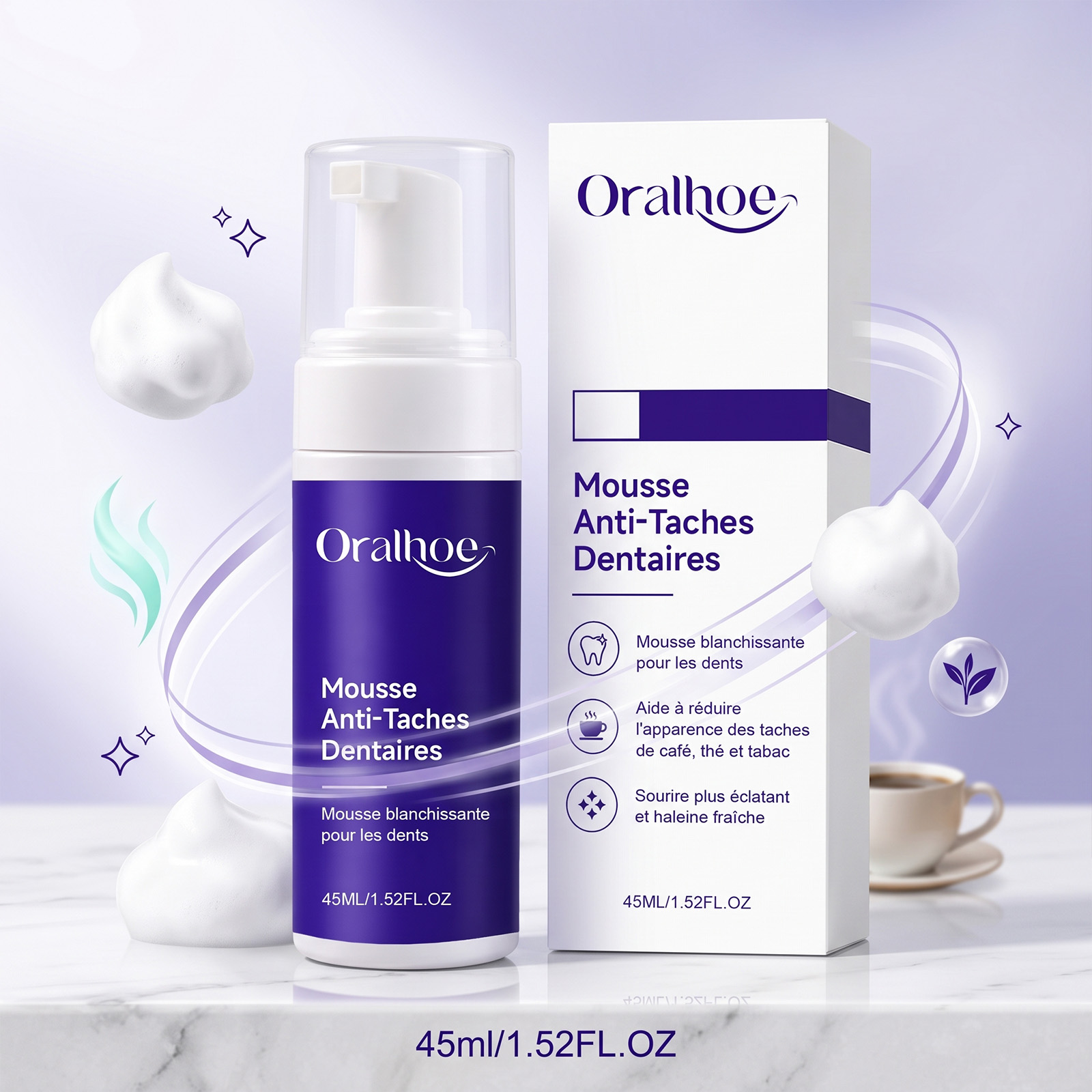 紫の歯磨き粉ムースフォーム、優しいホワイトニング、爽やかな息 - Teeth Whitening Mousse のレビューと価格