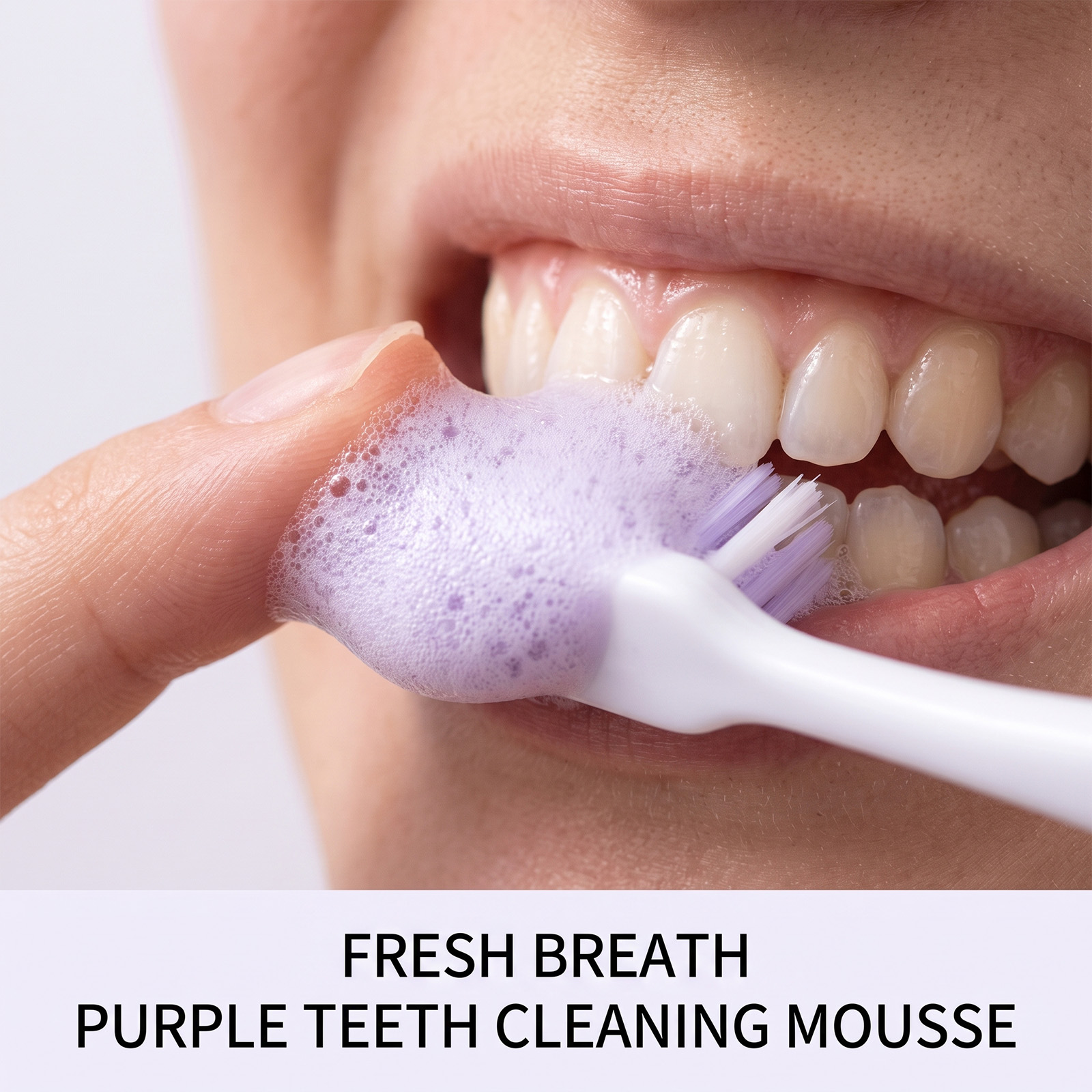 紫の歯磨き粉ムースフォーム、優しいホワイトニング、爽やかな息 - Teeth Whitening Mousse のレビューと価格